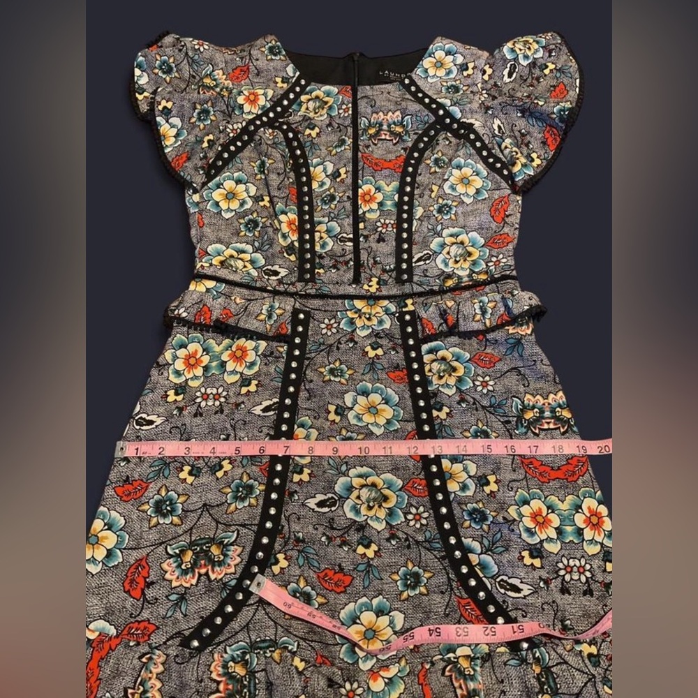 Laundry By Shelli Segal Gray Floral Midi Dress - Picture 6 of 8